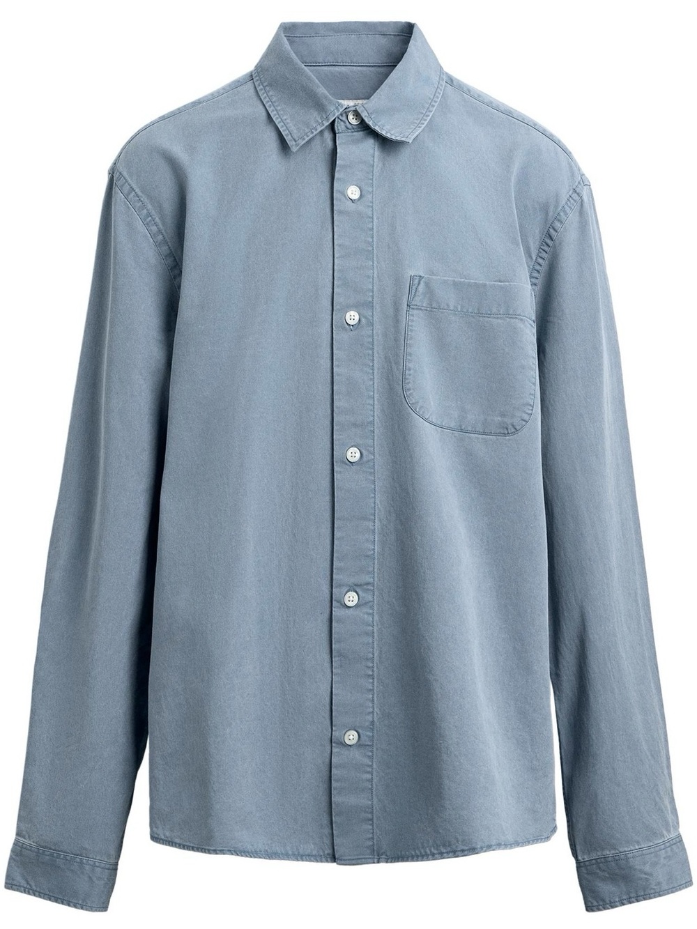ZARA Men’s Washed Denim Light Blue Casual ButtonDown Shirt 100% Cotton Size L